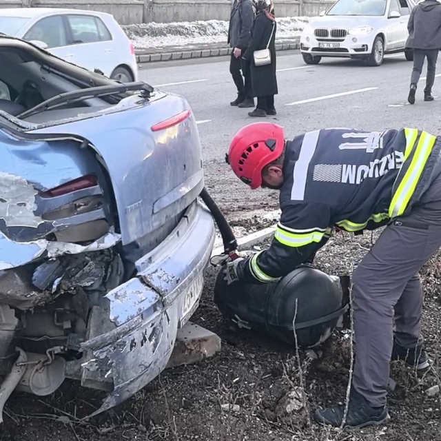Trafik kazası sonrası araçtan kopan LPG tankı korku dolu anlar yaşattı