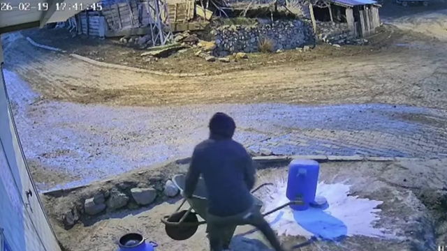 Bir bidon sütü deviren gencin çaresiz anları kamerada