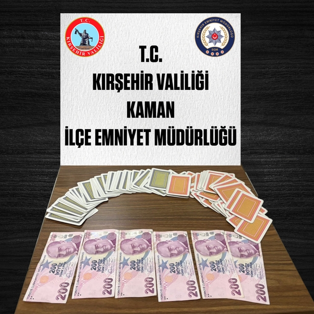 Kırşehir'de kumar operasyonu: 3 kişiye 34 bin 812 TL ceza