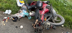 Manisa’da devrilen motosikletin sürücüsü ağır yaralandı