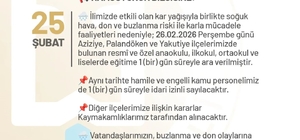 Erzurum'da okullara bir gün kar tatili