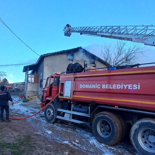 Domaniç'te çatı yangını