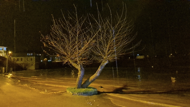 Bartın'da sağanak ve dolu yağışı ırmağı taşırdı
