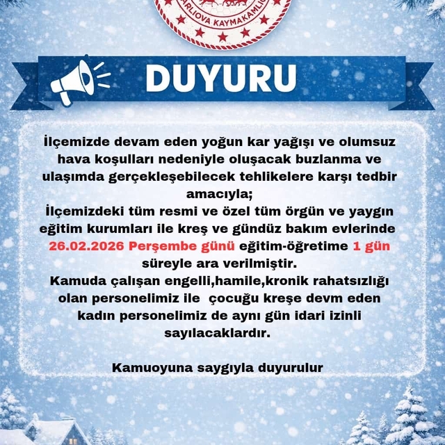 Bingöl'de 2 ilçede eğitime kar engeli