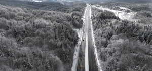 Karla kaplı Bolu Dağı dron ile görüntülendi