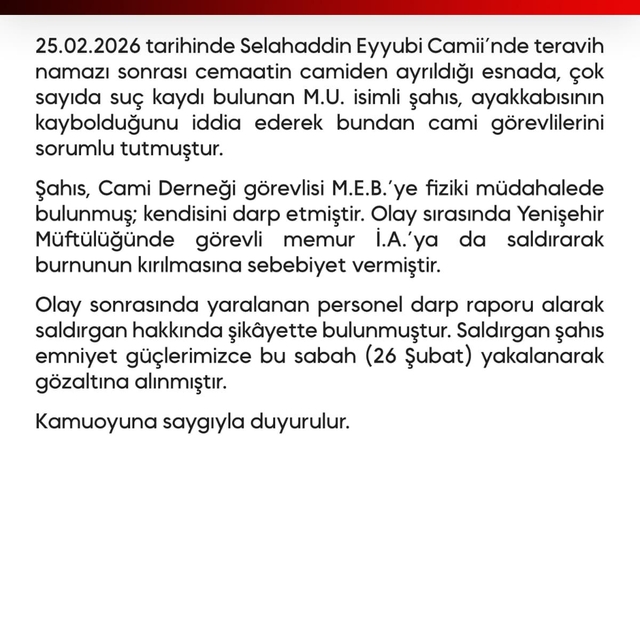 Ayakkabısını bulamayınca cami görevlilerine saldırdı (2)