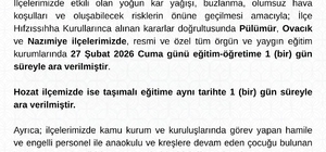 Tunceli’nin 3 ilçesinde eğitime bir gün ara