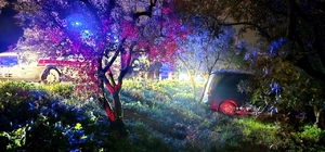 Mudanya'da kazadan kaçan sürücü zeytinliğe daldı