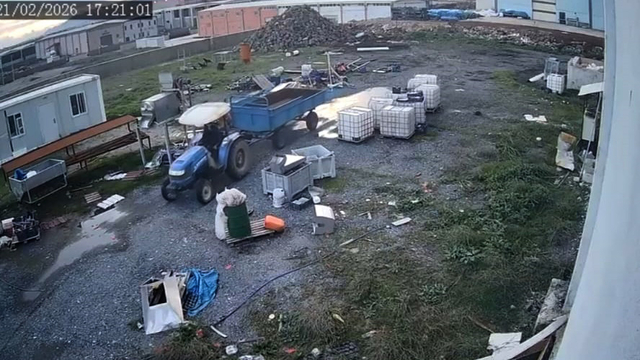 Römork hırsızlığı kamerada