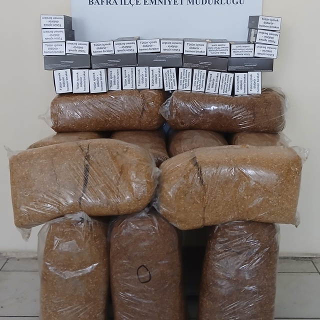 Bafra'da kaçak tütün ve makaron operasyonu