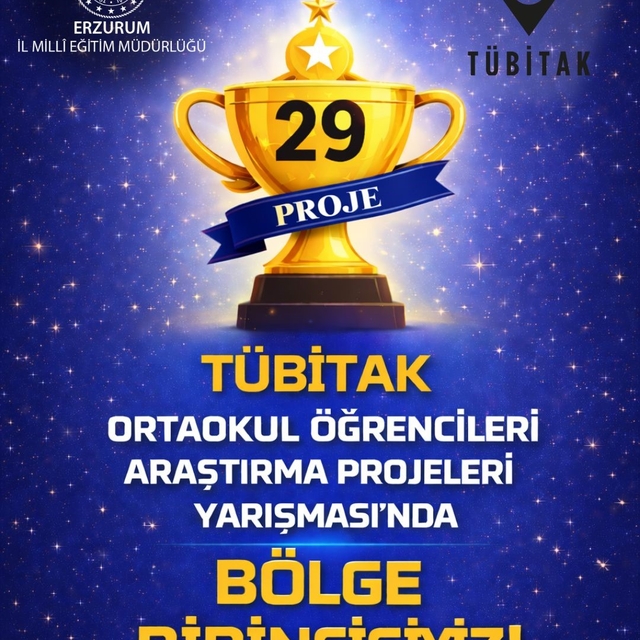 Erzurum, TÜBİTAK ortaokul proje yarışmasında bölge birincisi oldu