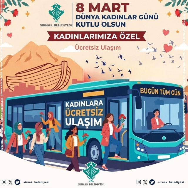 Şırnak'ta 8 Martta kadınlara ulaşım ücretsiz