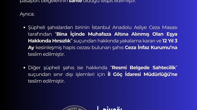 Bingöl'de sahte pasaportlu 2 şüpheli yakalandı