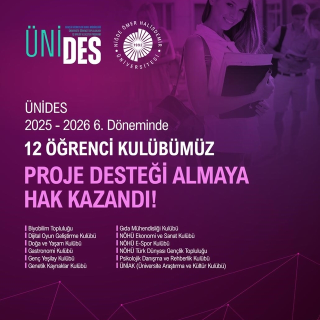 Niğde Ömer Halisdemir Üniversitesinde 12 öğrenci kulübüne ÜNİDES desteği