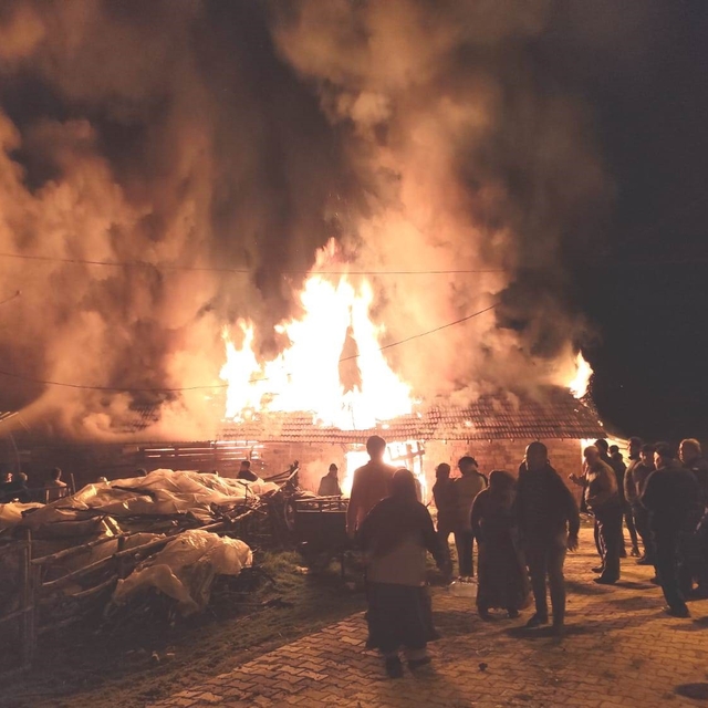 Hisarcık'ta samanlık yangını korkuttu