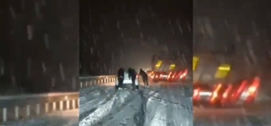 Mardin-Diyarbakır karayolunda kar engeli