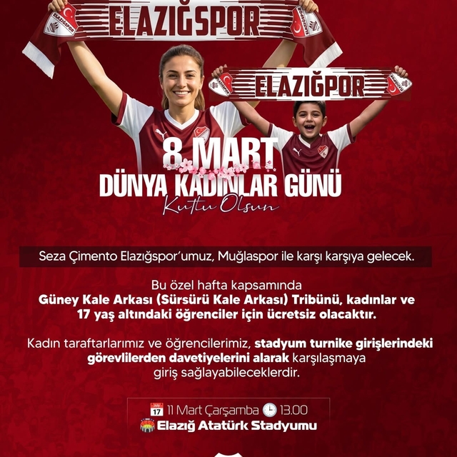 Elazığspor'dan kadın taraftarlara jest