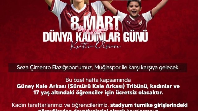 Elazığspor'dan kadın taraftarlara jest