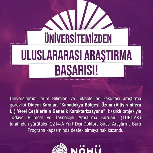 Niğde Ömer Halisdemir Üniversitesi'nden TÜBİTAK 2214-A Programında uluslara...