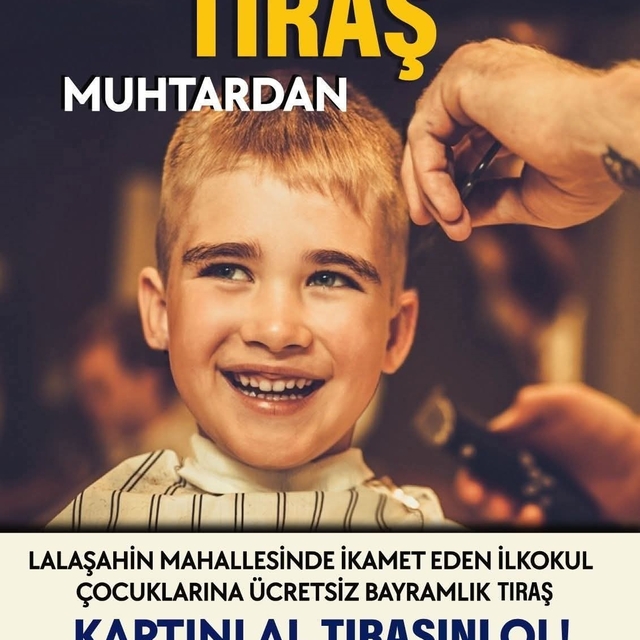 Çocukların bayram tıraşı muhtardan..!