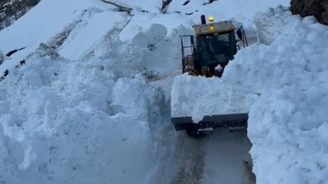 Hizan'da köy yoluna çığ düştü