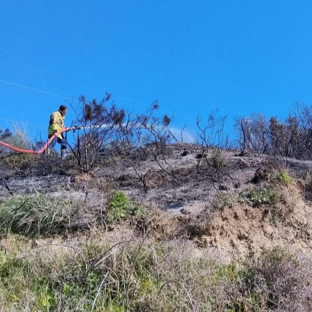 Defne'de çıkan bahçe yangınından alevler yükseldi
