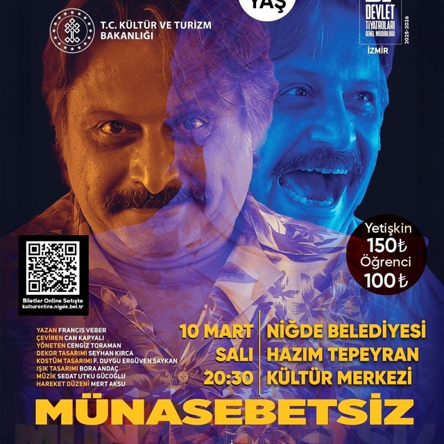 "Münasebetsiz" oyunu Niğdeli tiyatroseverlerle buluşacak