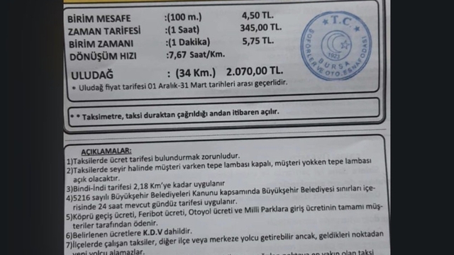 Bursa'da taksi ücretlerine zam: Yeni tarife belli oldu