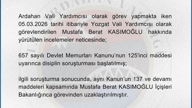 Vali yardımcısı görevden uzaklaştırıldı