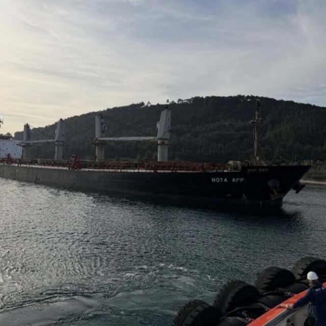 Çanakkale Boğazı'nda makine arızası yapan dökme yük gemisi karaya oturdu