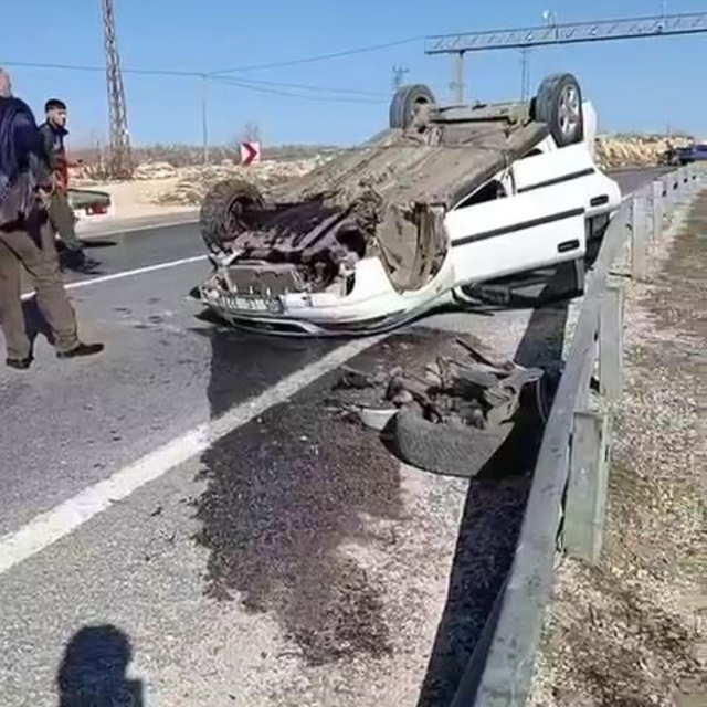 Takla atan araçtan burnu bile kanamadan kurtuldu