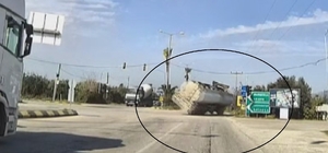 Yakıt yüklü tankerin portakal bahçesine uçtuğu anlar araç kamerasında