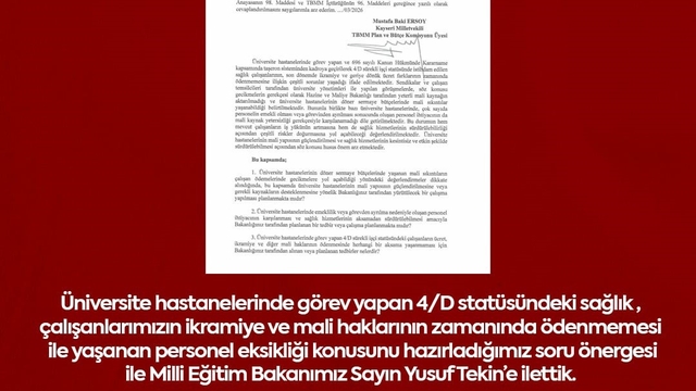 MHP'li Ersoy, üniversite hastanelerindeki mali sorunları TBMM gündemine taşıdı
