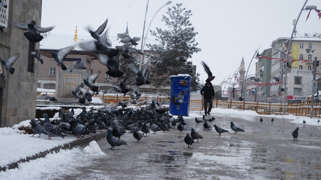 Erzurum'a kar geri geliyor