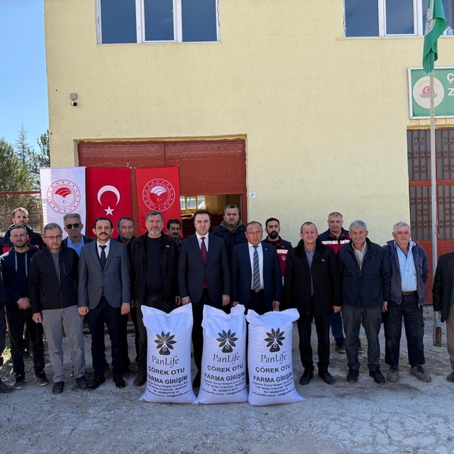 Çavdarhisar'da çiftçilere çörek otu tohumu dağıtımı