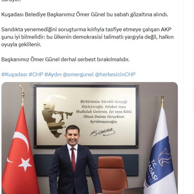 Kuşadası Belediye Başkanı Ömer Günel'in gözaltına alınmasına CHP'li vekille...