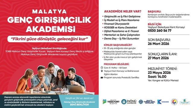 Malatya Genç Girişimcilik Akademisi 28 Mart'ta başlıyor