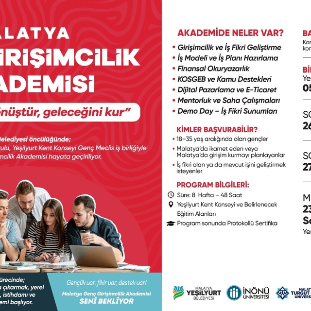 Malatya Genç Girişimcilik Akademisi 28 Mart'ta başlıyor