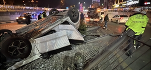 Takla atan araçlardan burunları dahi kanamadan çıktılar