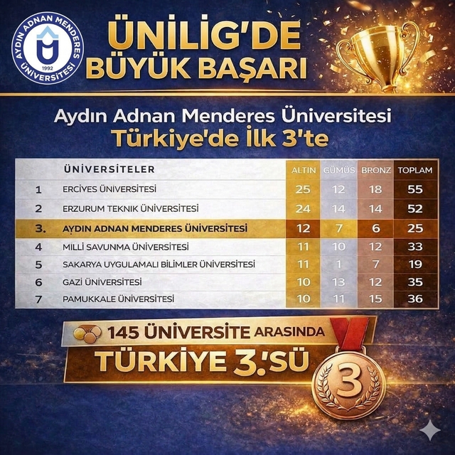 ADÜ Türkiye'de ilk üçte