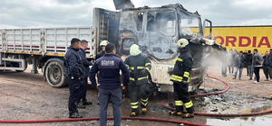 Park halindeki TIR yandı, şoför dumandan etkilendi