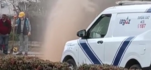 Derince'de delinen doğalgaz borusu mahalleliyi korkuttu