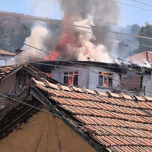Evde çıkan yangını köydeki yangın vanalarıyla söndürdüler