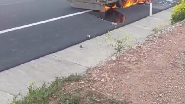 Osmaniye'de mazot yüklü tanker alev aldı