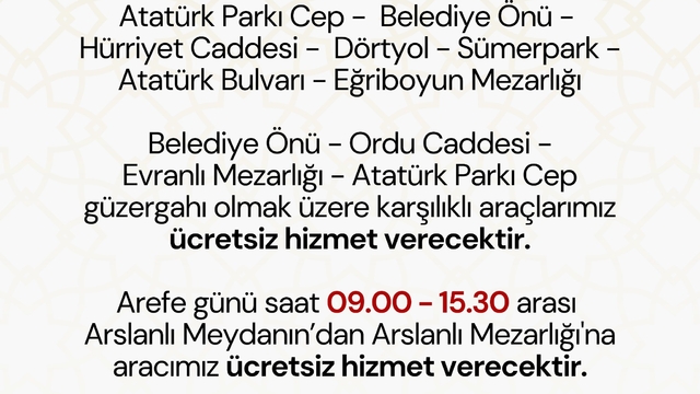Nazilli'de Ramazan Bayramı öncesi mezarlıklara ücretsiz servis hizmeti