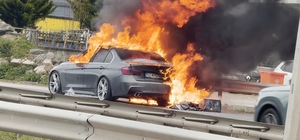Ordu'da lüks otomobil alevlere teslim oldu