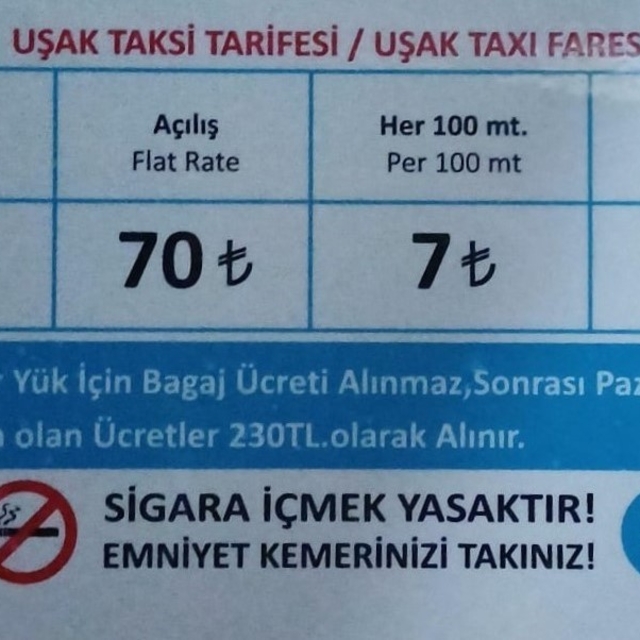 Uşak'ta taksi indi-bindi ücreti 230 TL oldu