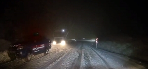 Kar yağışı İnegöl- Domaniç kara yolunda ulaşımı olumsuz etkiledi