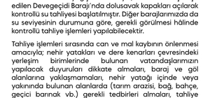 Devegeçidi Barajı'nda su tahliyesine başlandı