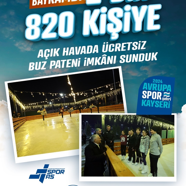 Büyükşehir'in açık hava buz pateni pisti bayramda 2 bin 820 kişiye hizmet v...